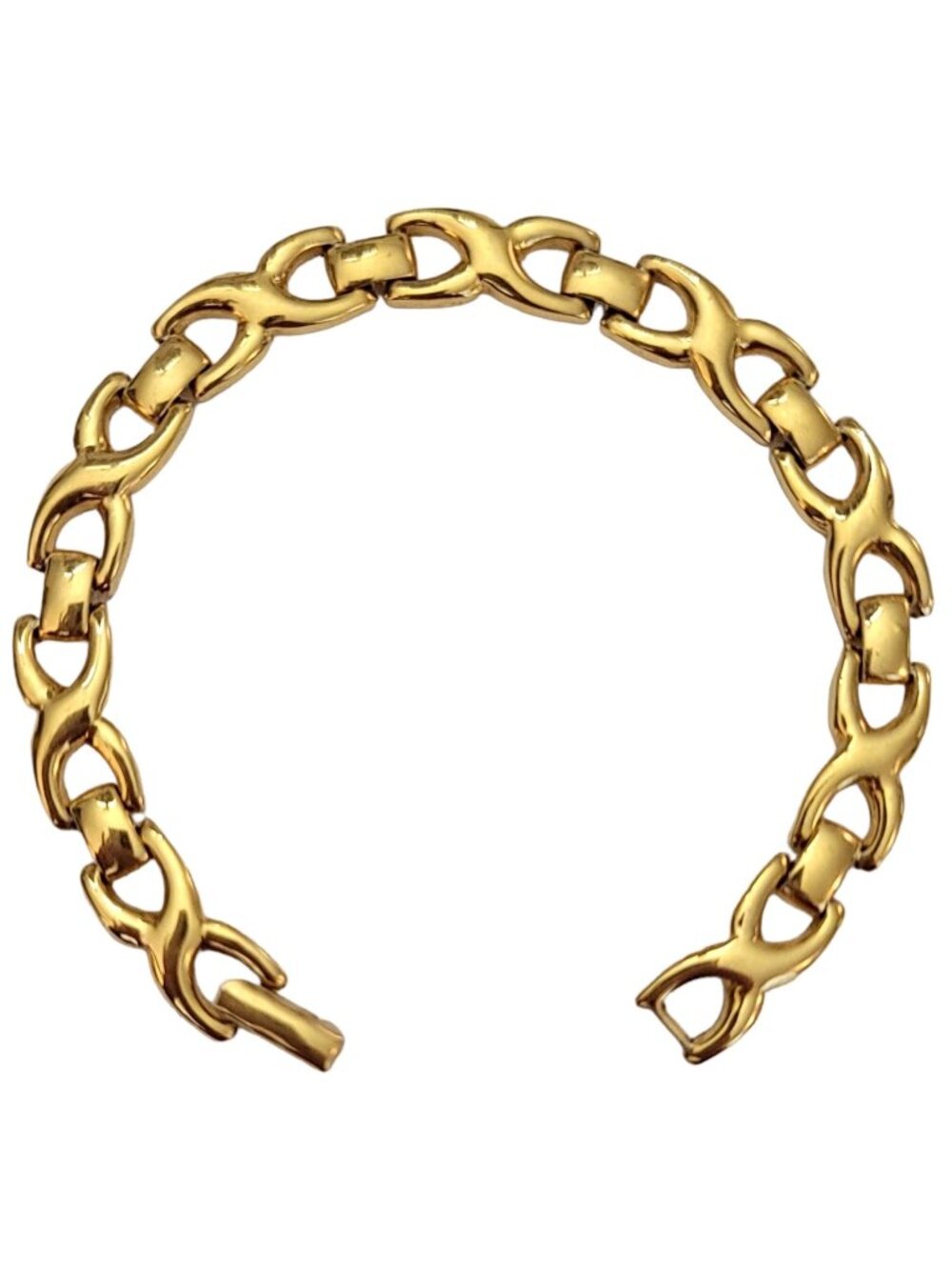 Monet Gold Tone Bow Tie Style Chain Link Tennis Bracelet 7.5" Long, Signed K111